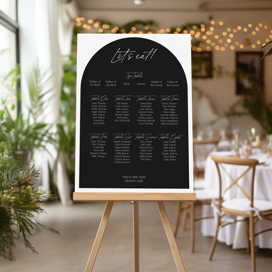 Arch Wedding Table Plan in Black