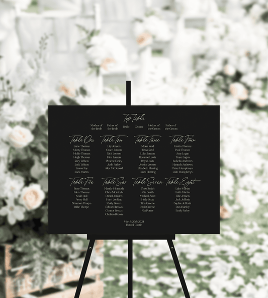 Minimalistic 1 Wedding Table Plan in Black