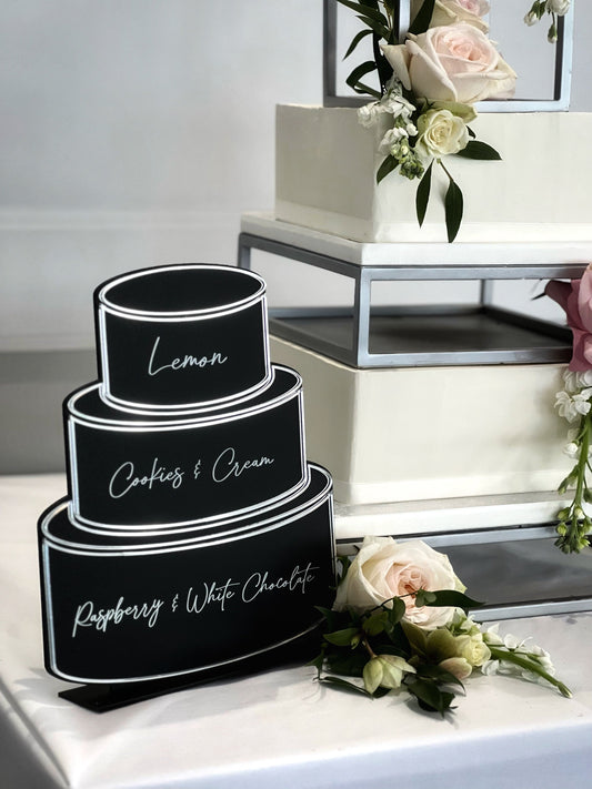 Acrylic Wedding Cake Menu Sign