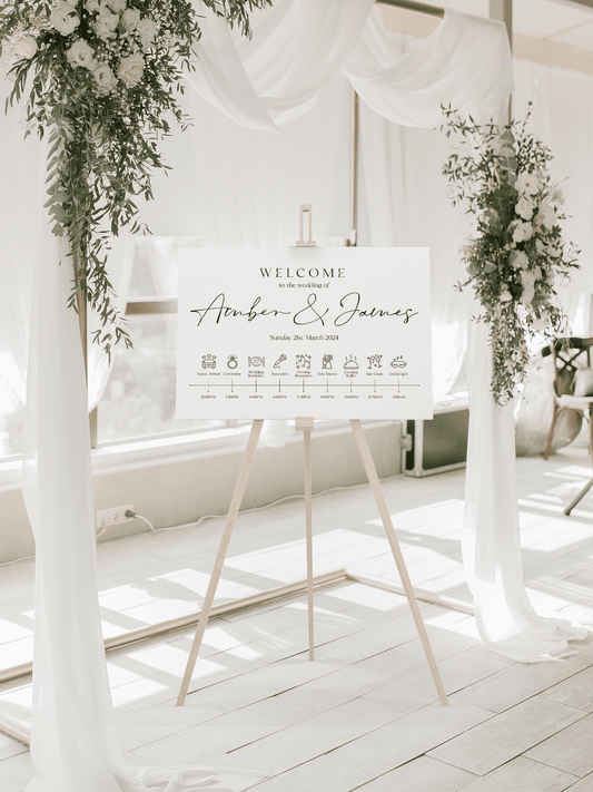 Minimalistic 2 Wedding Welcome Sign + Order of the Day